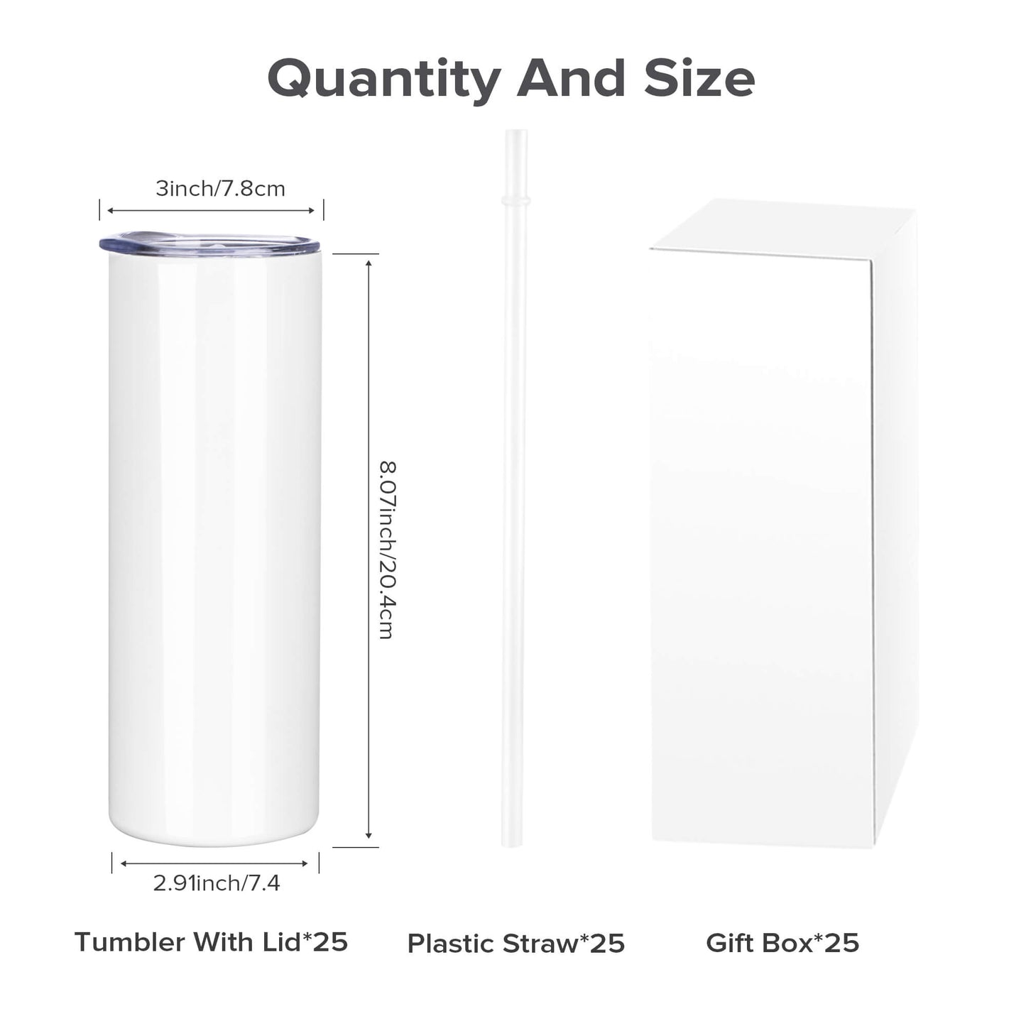 20 oz sublimation tumbler, 20 oz skinny sublimation tumblers wholesale, Sublimation Blanks, 20oz Sublimation Skinny Tumbler Wholesale | 25 Pack - FASTSUB