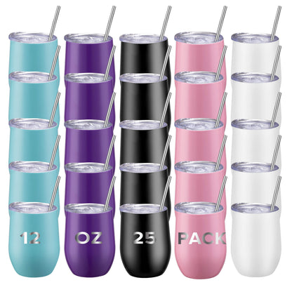 12 oz Powder Coated Personalized Wine Tumbler | 25 Pack