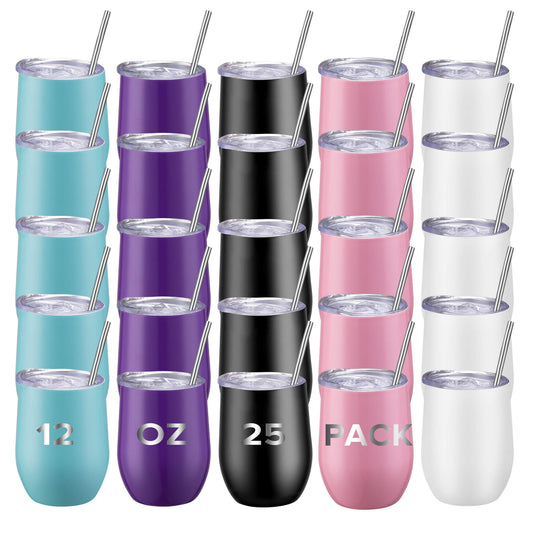 12 oz Powder Coated Personalized Wine Tumbler | 25 Pack