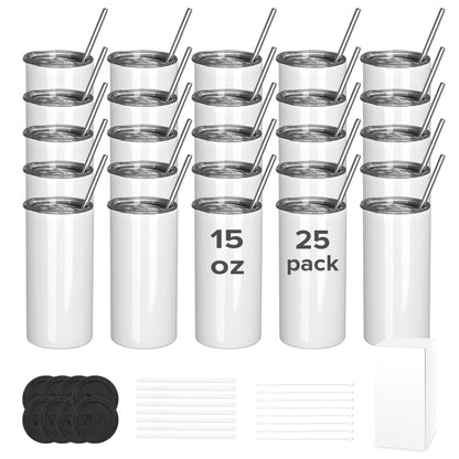 15oz Sublimation Skinny Tumbler | 25 Pack