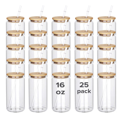 16oz Clear Glass Tumbler Sublimation | 25 Pack