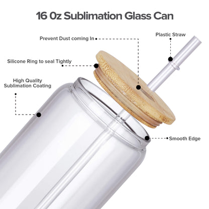 16oz Clear Glass Tumbler Sublimation | 25 Pack