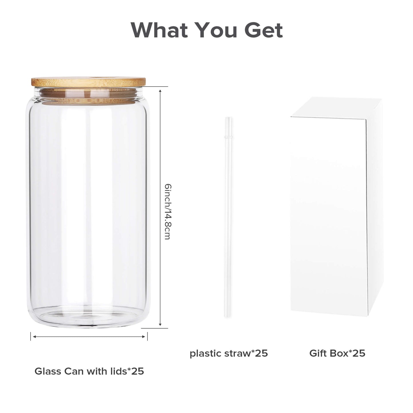 16oz Clear Glass Tumbler Sublimation | 25 Pack