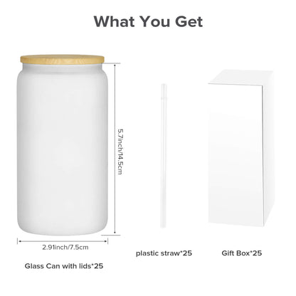 16oz Frosted Glass Sublimation Tumbler | 25 Pack