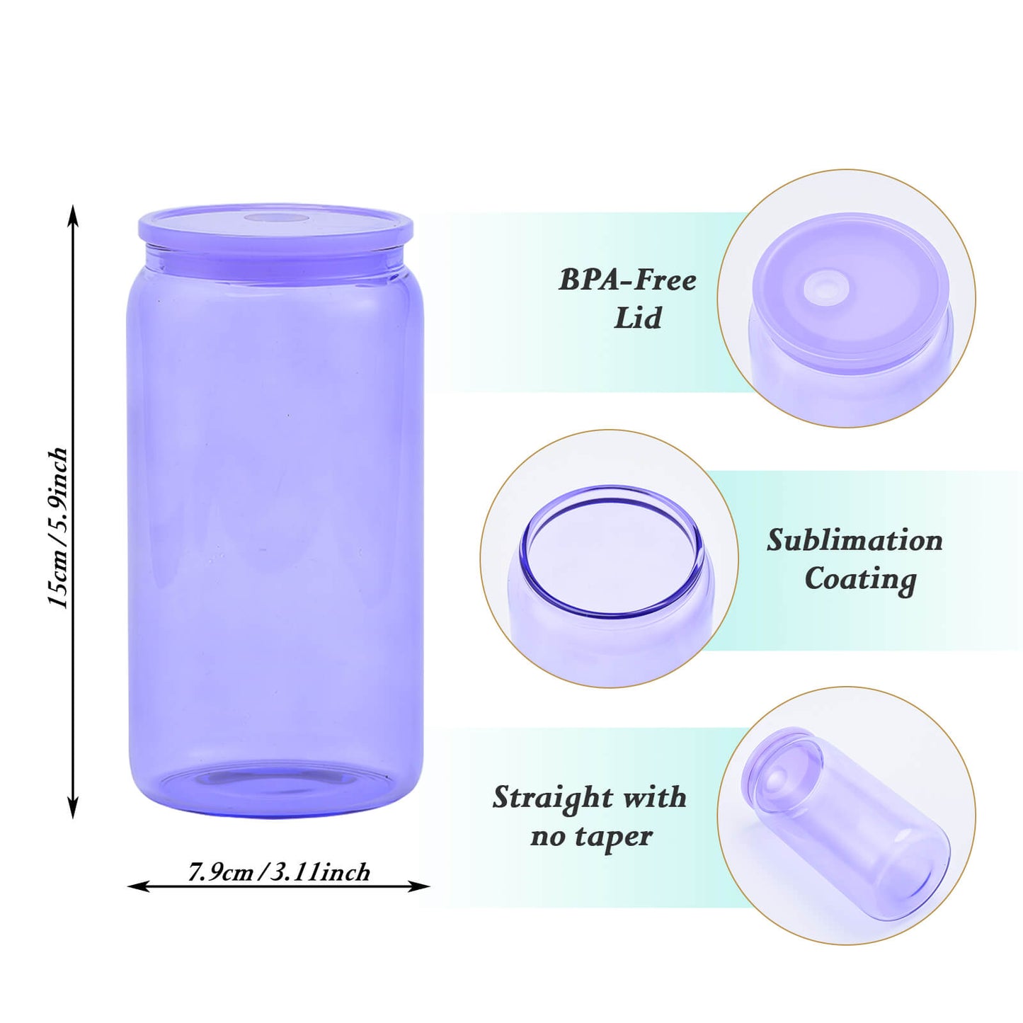 16 oz Sublimation Clear Colored Glass Can Tumbler | 25 Pack