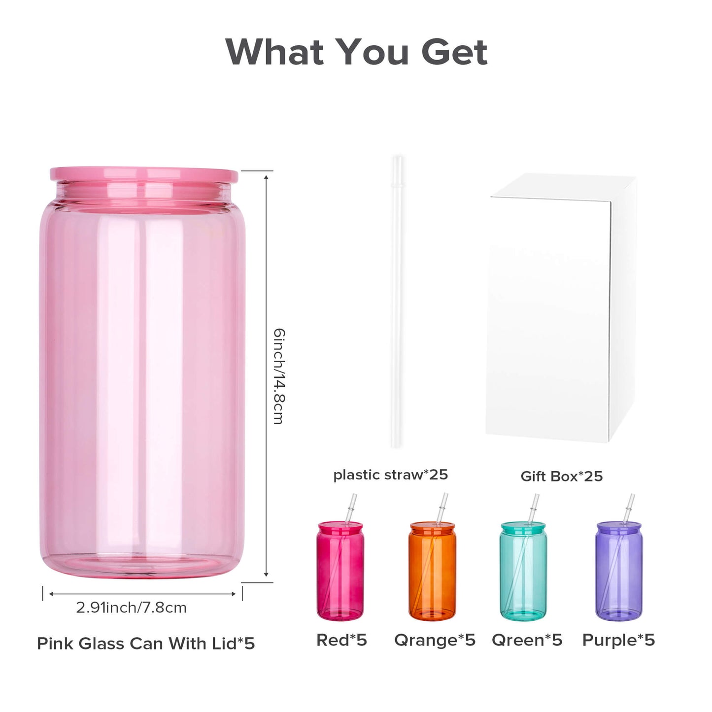 16 oz Sublimation Clear Colored Glass Can Tumbler | 25 Pack - FASTSUB