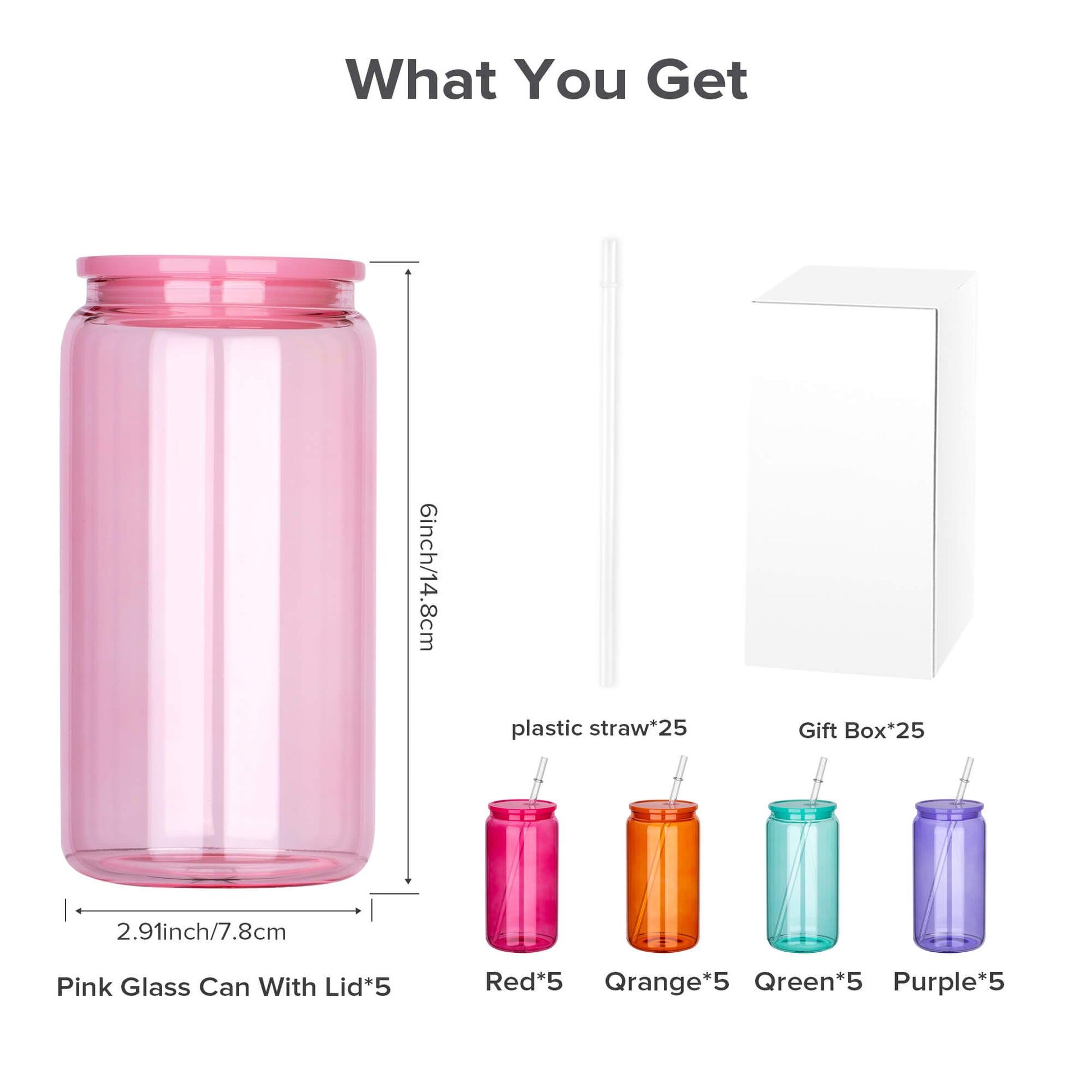16 oz Sublimation Clear Colored Glass Can Tumbler | 25 Pack - FASTSUB