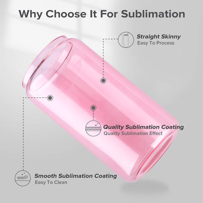 16 oz Sublimation Clear Colored Glass Can Tumbler | 25 Pack - FASTSUB