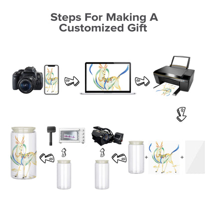 16oz Clear Glass Sublimation Tumbler - Color Plastic Lid | 25 Pack - FASTSUB