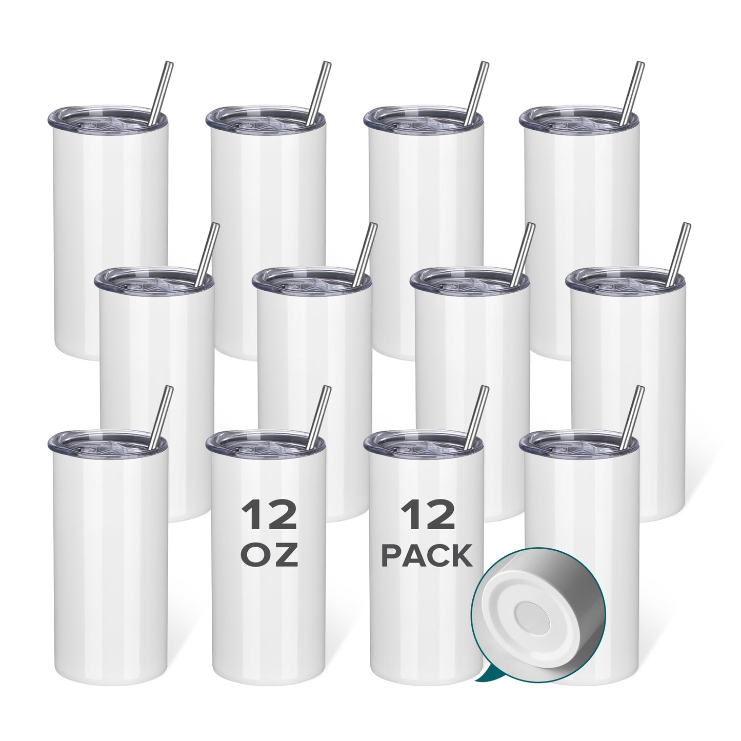 12 oz Flat Bottom Sublimation Tumbler | 12 Pack