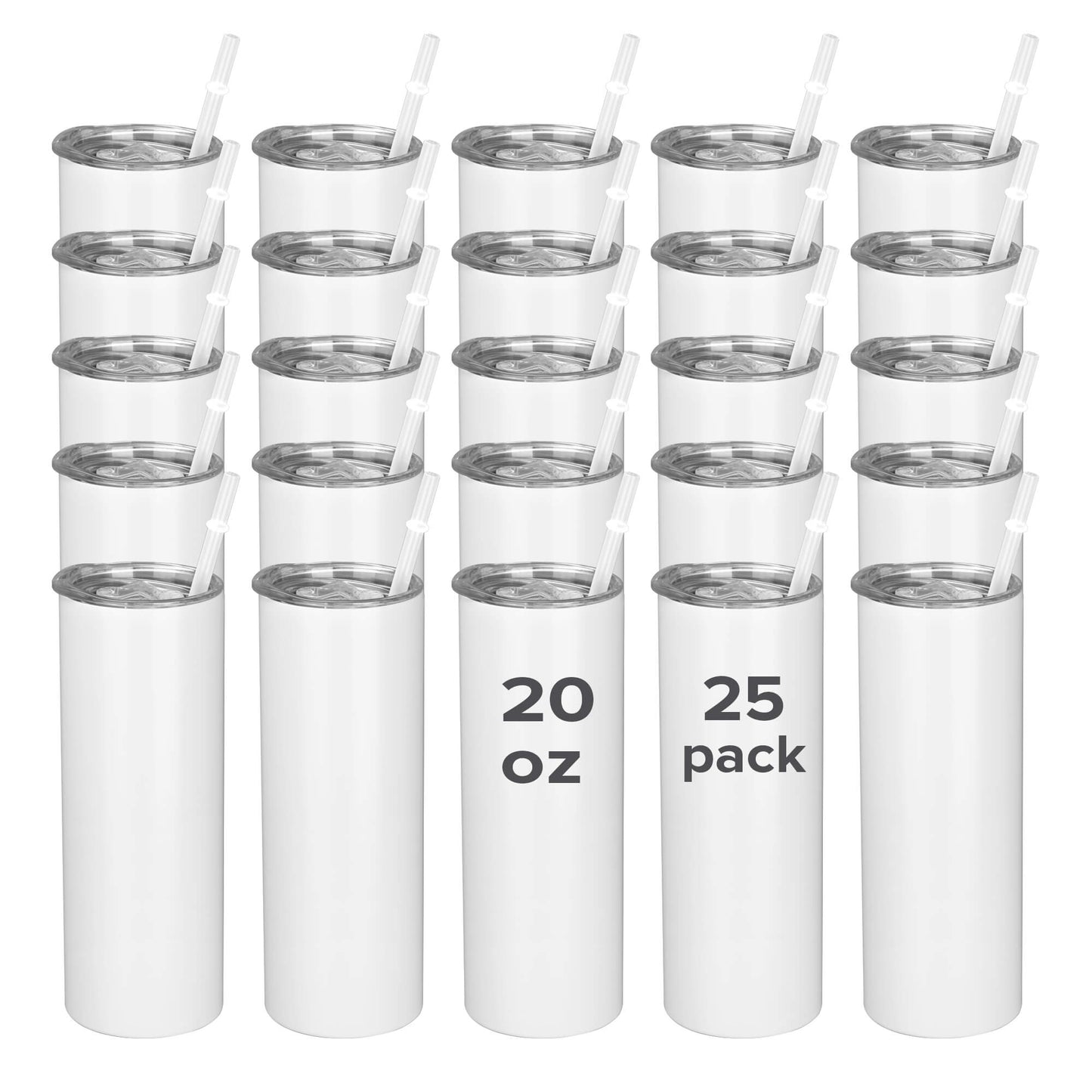 20oz Matte Flat Bottom Sublimation Skinny Tumblers | 25 Pack