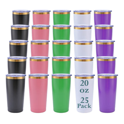 20 oz Powder Coated Car Tumbler - Gold Color Plated | 25 Pack