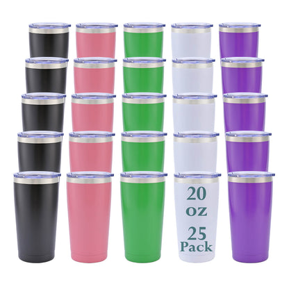 20 oz Powder Coated Car Tumbler - Silver Color Plated | 25 Pack