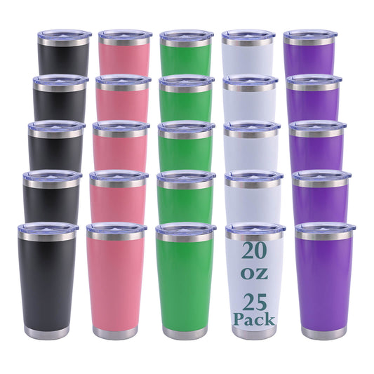 20 oz Powder Coated Car Tumbler - Silver Color Plated | 25 Pack