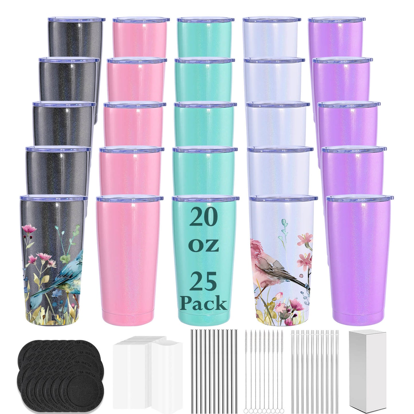 20 oz Sublimation Car Tumbler - Rainbow Color  | 25 Pack