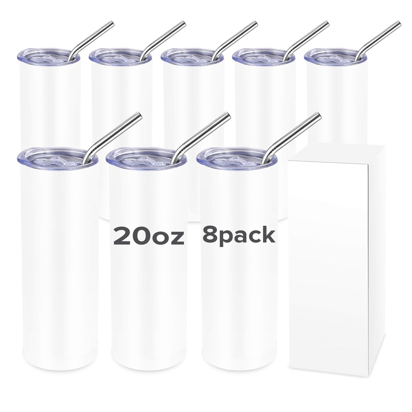 20oz Sublimation Skinny Tumbler | 8 Pack