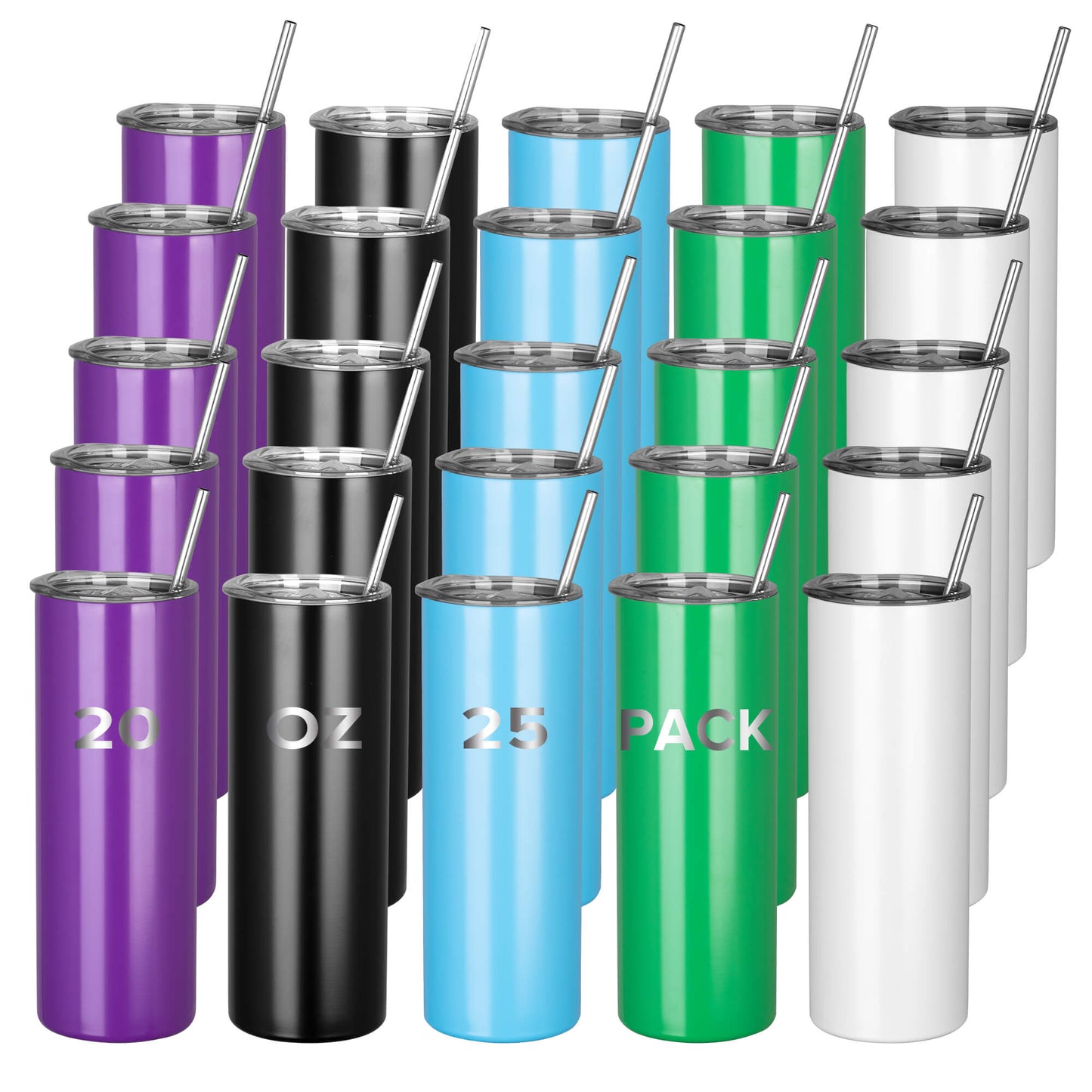 20 oz Powder Coated Skinny Tumbler | 25 Pack - FASTSUB