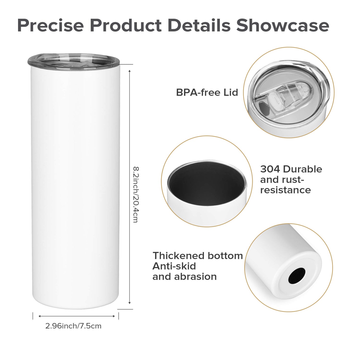 20oz Powder Coated Skinny Tumbler Bulk | 25 Pack - FASTSUB, bulk tumblers for laser engraving
