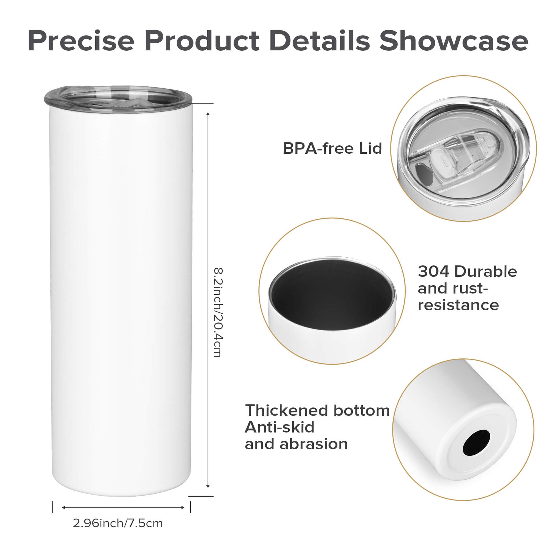 20oz Powder Coated Skinny Tumbler Bulk | 25 Pack - FASTSUB, bulk tumblers for laser engraving