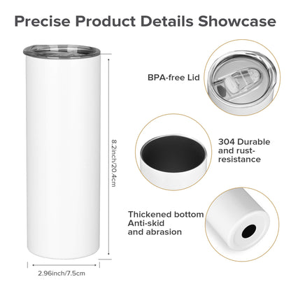 20oz Powder Coated Skinny Tumbler Bulk | 25 Pack - FASTSUB, bulk tumblers for laser engraving