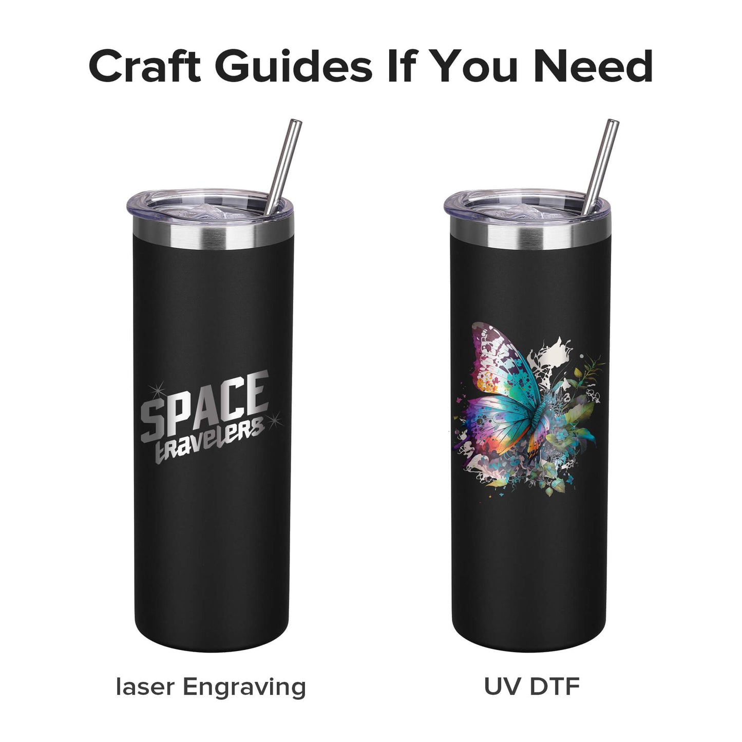 20 oz Powder Coated Skinny Tumbler - Black | 20 Pack