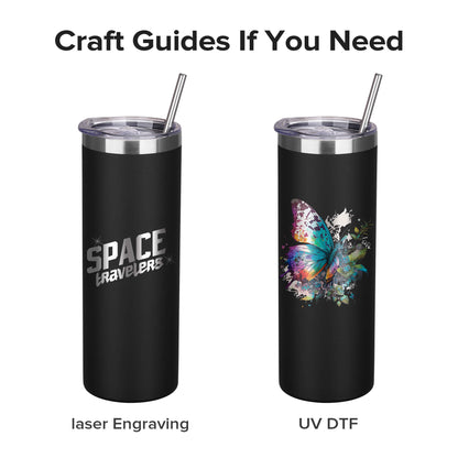 20 oz Powder Coated Skinny Tumbler - Black | 20 Pack