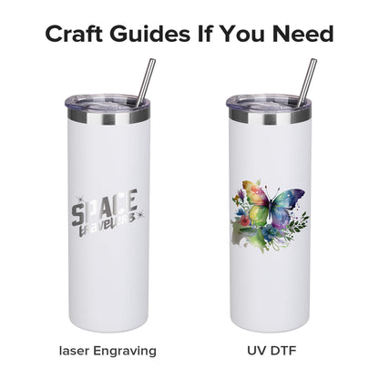 20 oz Powder Coated Skinny Tumbler - White | 20 Pack