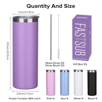 20 oz Powder Coated Skinny Tumbler | 20 Pack
