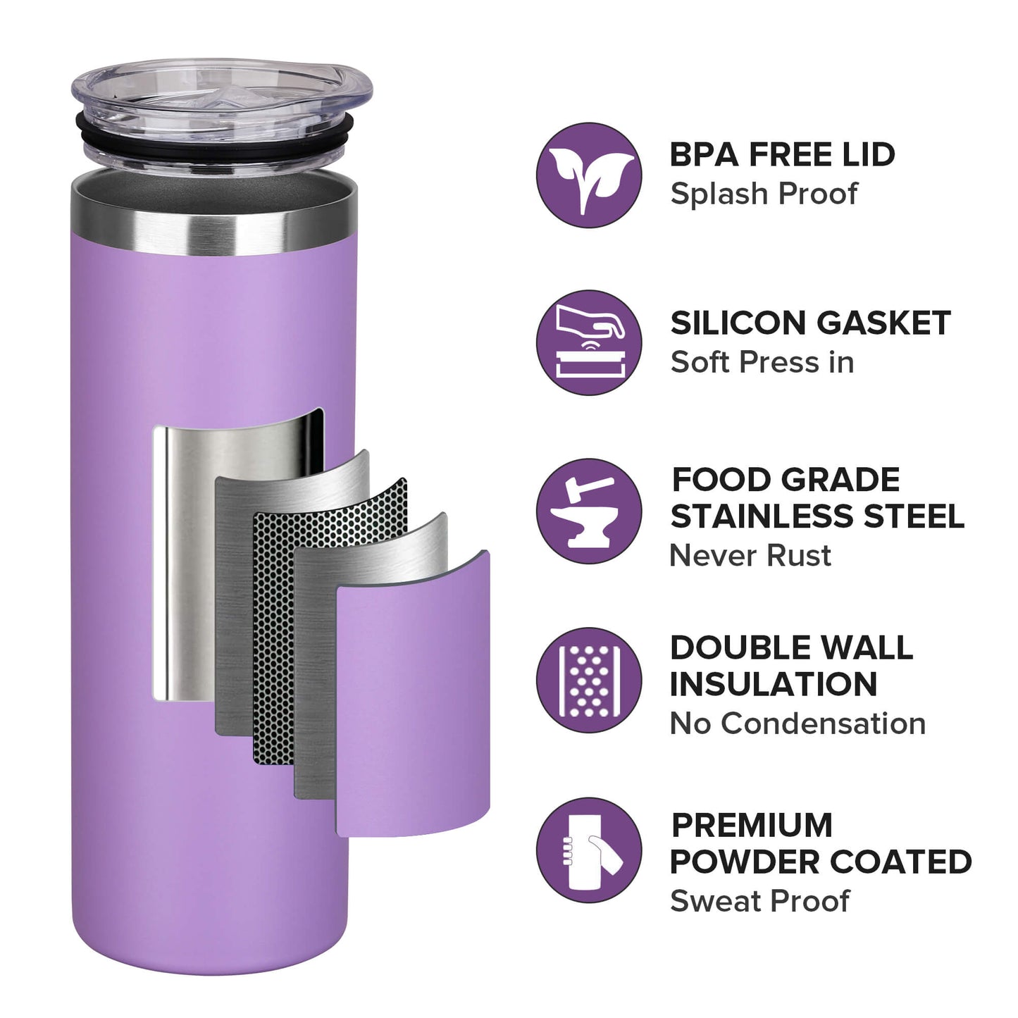 20 oz Powder Coated Skinny Tumbler | 20 Pack
