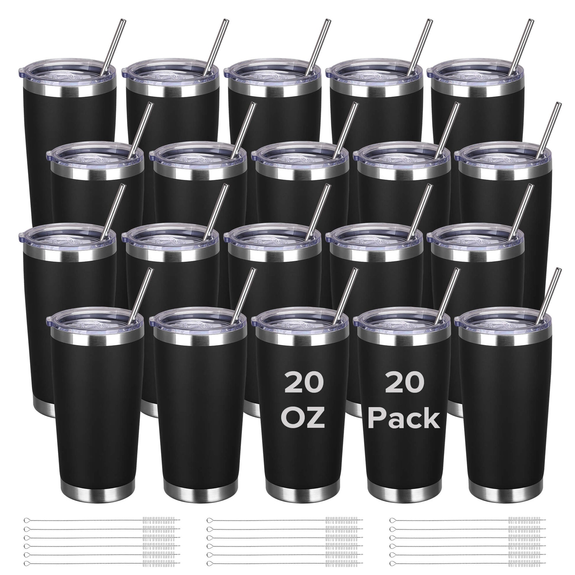20 oz Powder Coated Tumbler - Black| 20 Pack