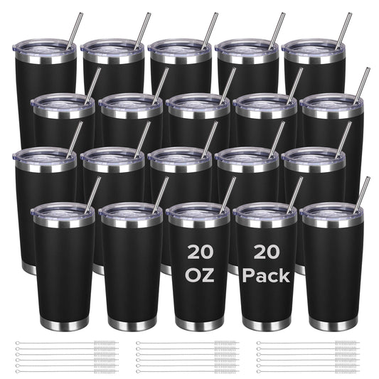 20 oz Powder Coated Tumbler - Black| 20 Pack