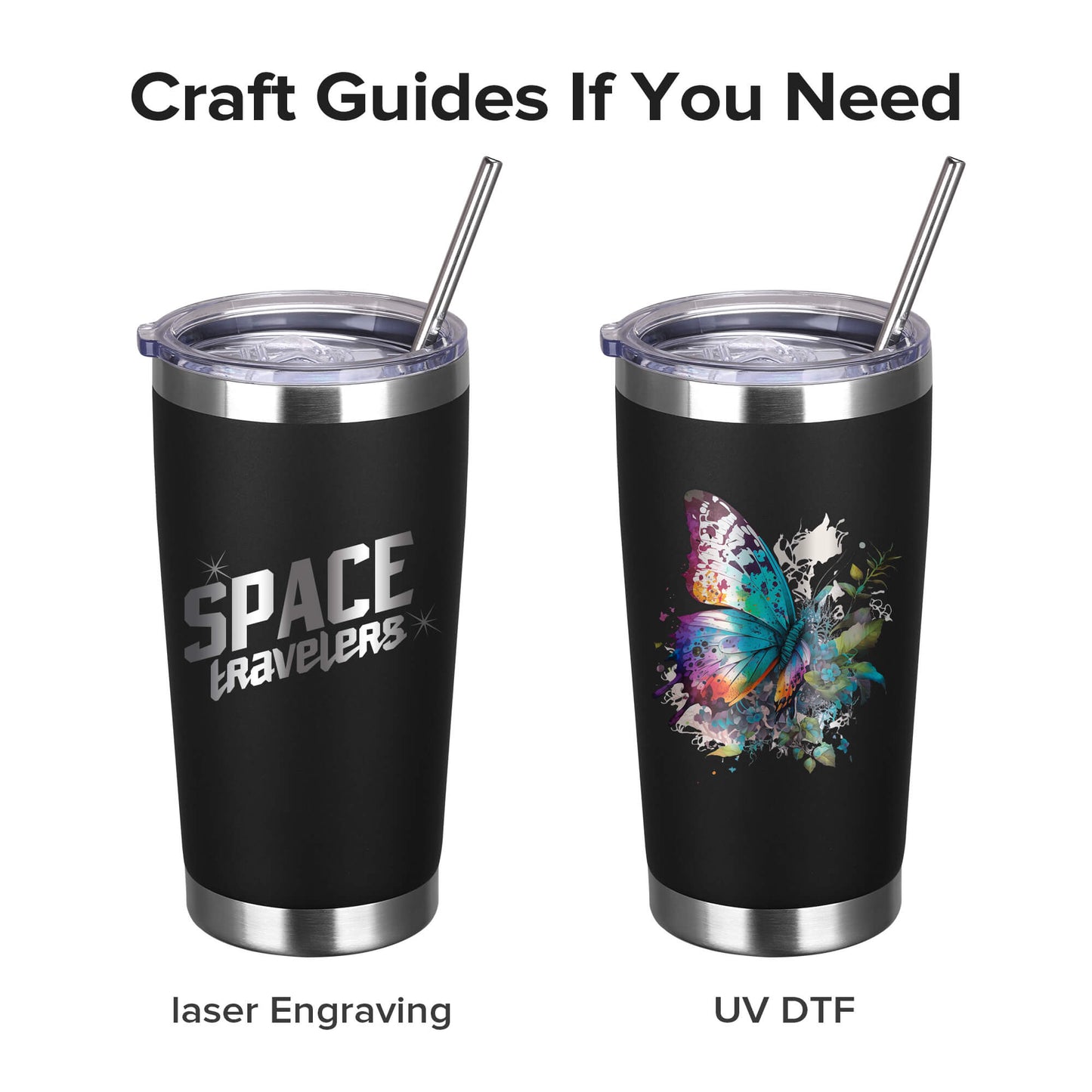 20 oz Powder Coated Tumbler - Black| 20 Pack