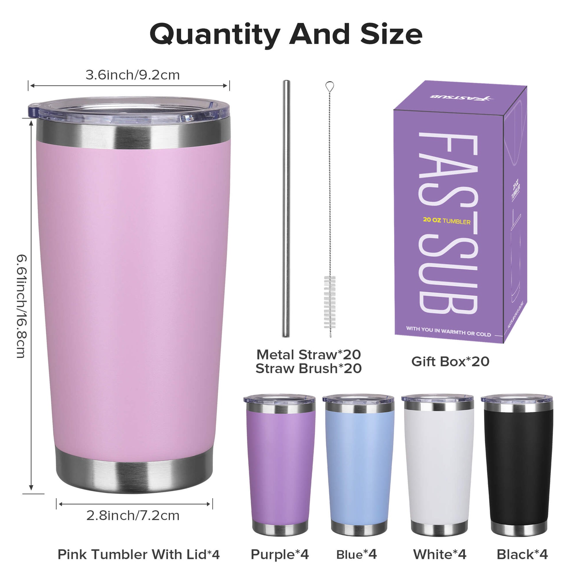 20 oz Powder Coated Tumbler | 20 Pack