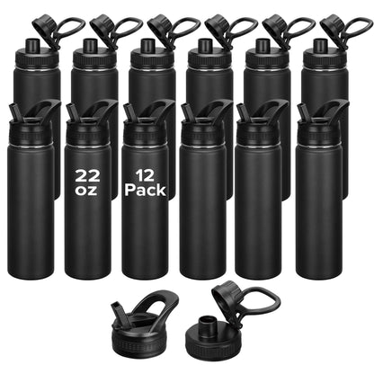 22 oz Powder Coated Duo Skinny Tumbler - Black | 12 Pack