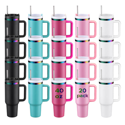40 oz Powder Coated Rainbow Plated Tumblers | 20 Pack - FASTSUB