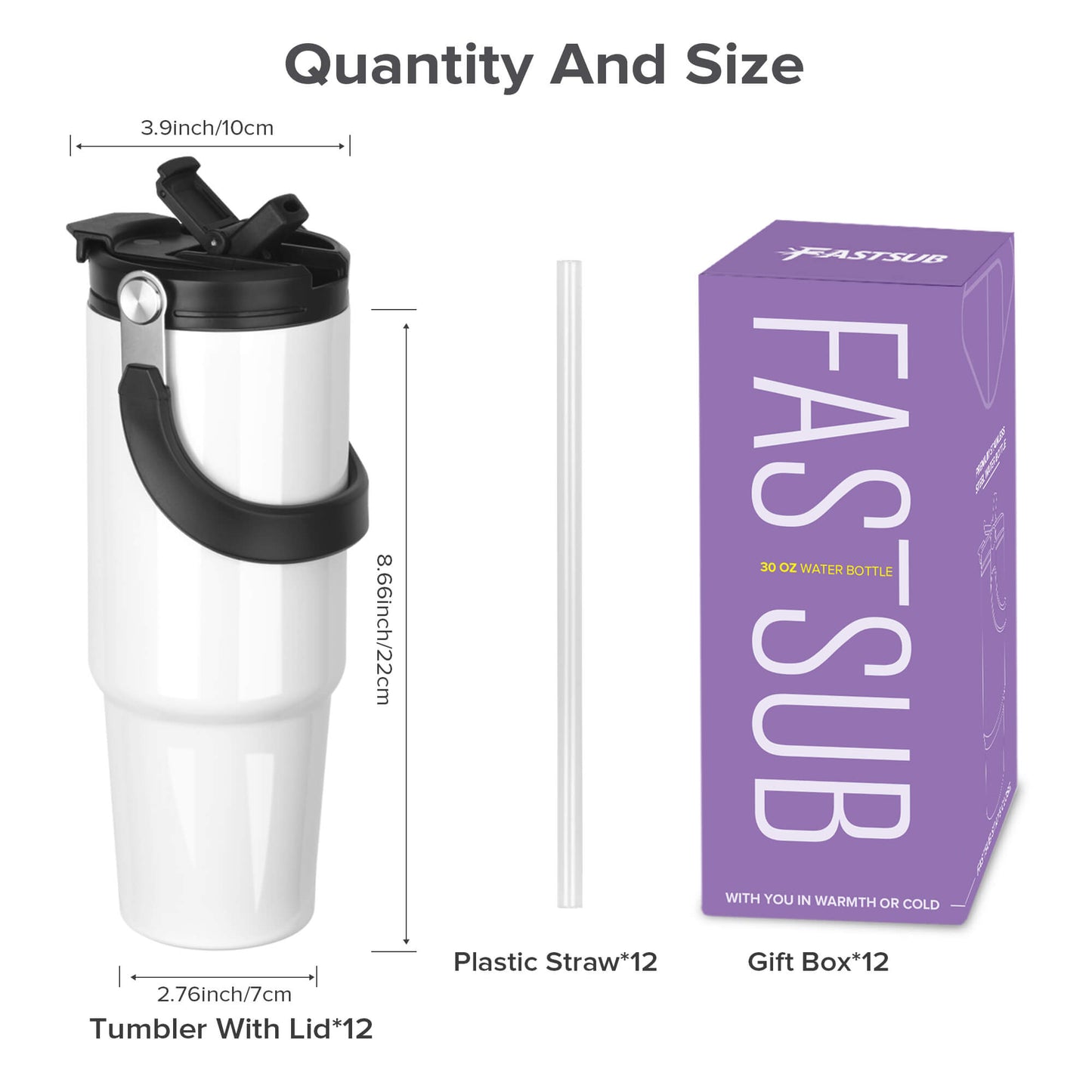 30 oz Sublimation Handle Tumbler | 12 Pack