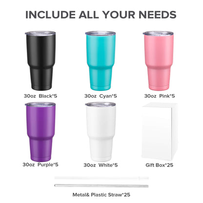 30oz Powder Coated Travel Tumbler | 25 Pack