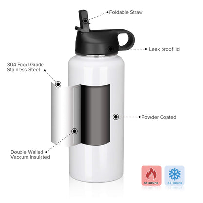 32 oz Powder Coated  Water Bottle | 25 Pack