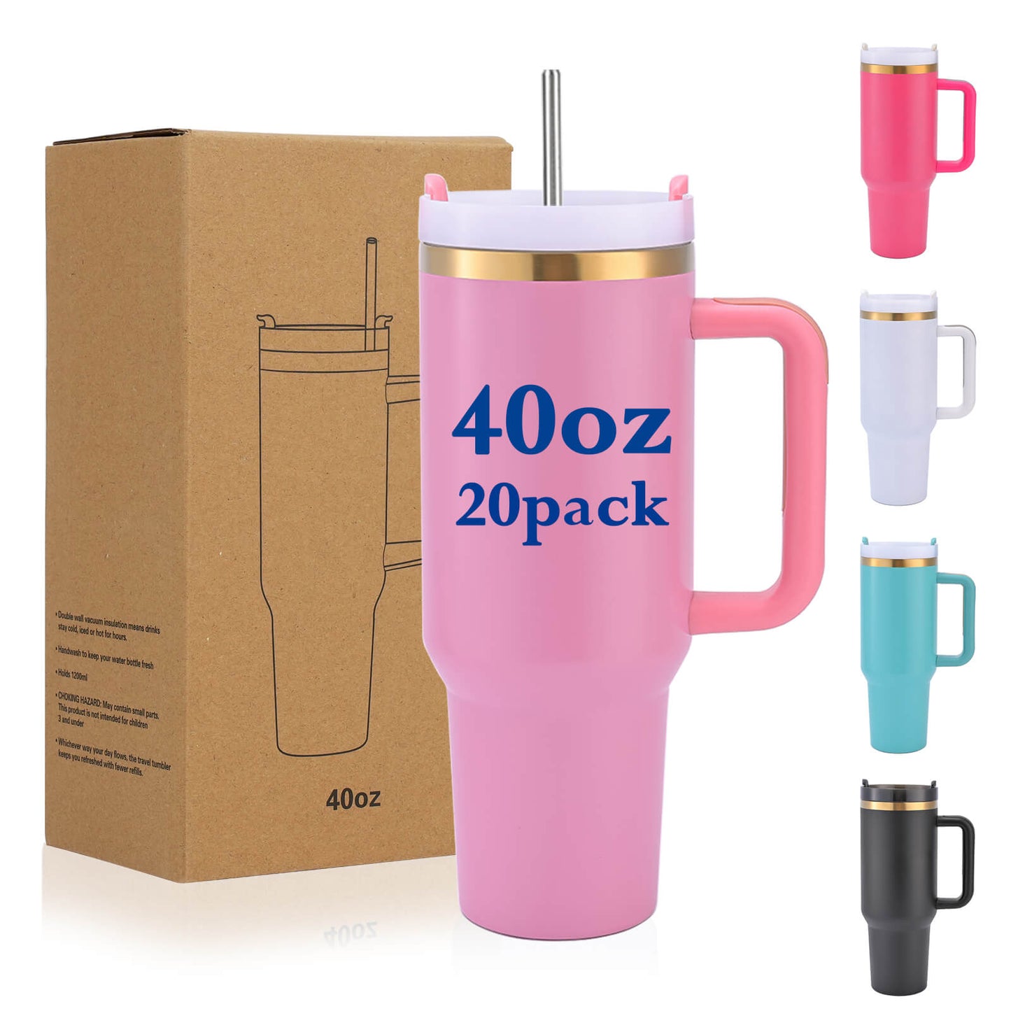 40 oz Powder Coated Tumbler - Gold Plated | 20 Pack