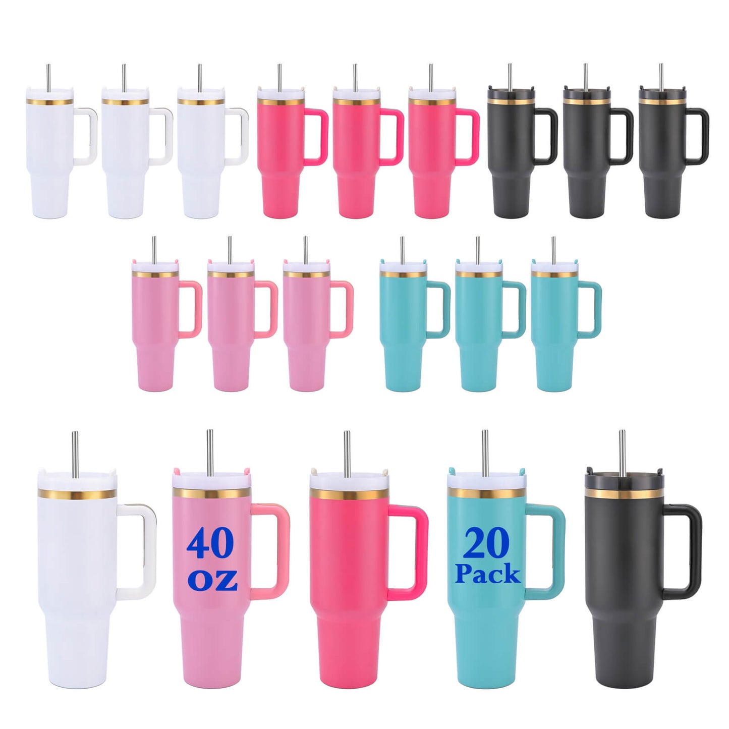 40 oz Powder Coated Tumbler - Gold Plated | 20 Pack