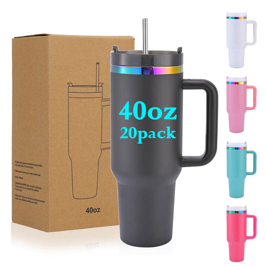 40 oz Powder Coated Tumbler - Rainbow Color Plated | 20 Pack