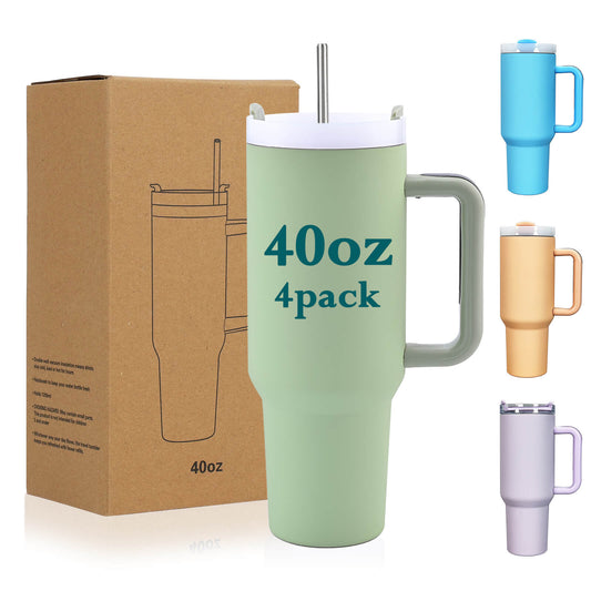 40 oz Rubber Coated Tumbler with Removable Handle | 4 Pack