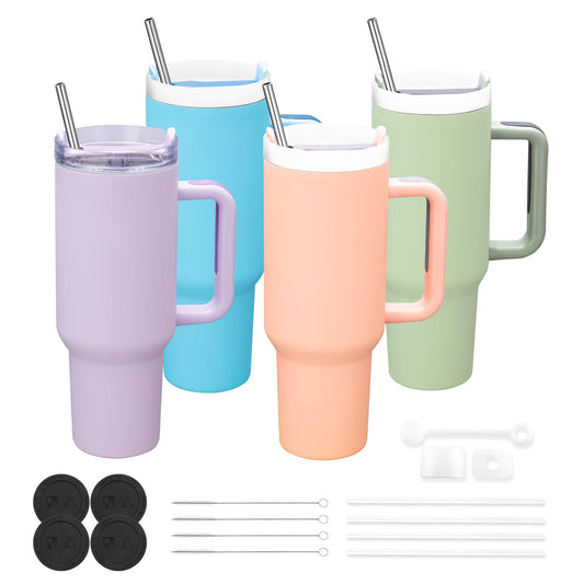 40 oz Rubber Coated Tumbler with Removable Handle | 4 Pack