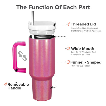 40oz Sublimation Tumbler with Removable Handle - Colored Glitter | 20 Pack