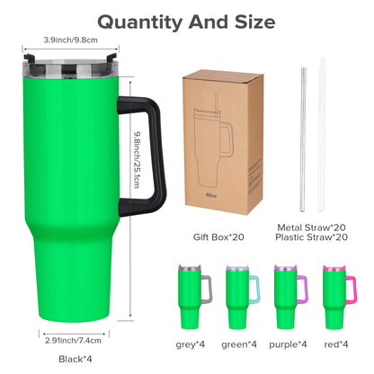 40oz Sublimation Tumbler - Green Glow In The Dark | 20 Pack