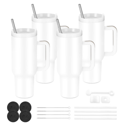 40oz Sublimation Tumbler With White Handle | 4 Pack