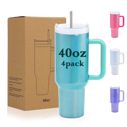 40oz Sublimation Tumbler with Removable Handle - Rainbow Color | 4 Pack