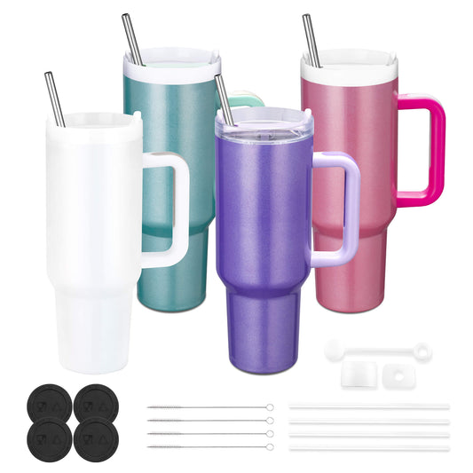 40oz Sublimation Tumbler with Removable Handle - Rainbow Color | 4 Pack