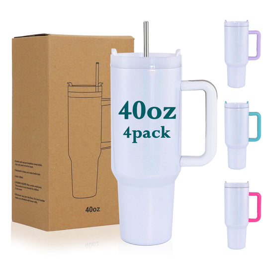 40oz Sublimation Tumbler - Rainbow Whtie | 4 Pack