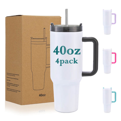 40oz Sublimation Tumbler with Removable Handle | 4 Pack